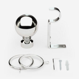 Polished Chrome 28mm Ball Fixed Length Metal Curtain Pole  360Cm - thumbnail 3