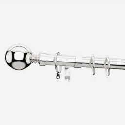Polished Chrome 28mm Ball Fixed Length Metal Curtain Pole  360Cm - thumbnail 2