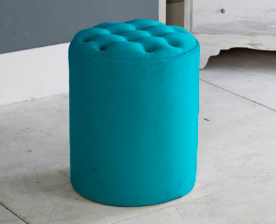 Adore Designs Chesterfield Round Plush Velvet Foot Stool Pouffe -  Mallard - image 1