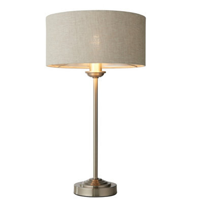 Luminosa Lighting Luminosa Highclere 1 Light Table Lamp Brushed Chrome Plate, Natural Linen - image 1