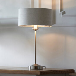 Luminosa Lighting Luminosa Highclere 1 Light Table Lamp Brushed Chrome Plate, Natural Linen - thumbnail 5