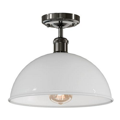 Industrial- Semi Flush Mount Vintage Ceiling Light Metal 30Cm Dome Lampshade Pendant Light For Living Room - image 1