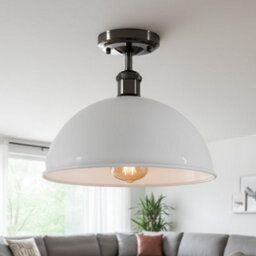 Industrial- Semi Flush Mount Vintage Ceiling Light Metal 30Cm Dome Lampshade Pendant Light For Living Room - thumbnail 6
