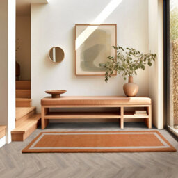 Orange Plain Handmade Bordered 7mm Pile Stain-Resistant Rug For Bedroom, & Dining Room, Plain Wool Rug-200Cm X 290Cm - thumbnail 4