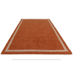 Orange Plain Handmade Bordered 7mm Pile Stain-Resistant Rug For Bedroom, & Dining Room, Plain Wool Rug-200Cm X 290Cm - thumbnail 9