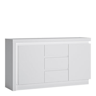 Furniture To Go Lyon 2 Door 3 Drawer Sideboard (Including Led Lighting) In White And High Gloss - image 1