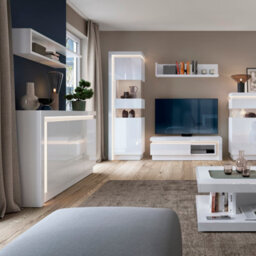Furniture To Go Lyon 2 Door 3 Drawer Sideboard (Including Led Lighting) In White And High Gloss - thumbnail 5