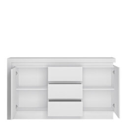 Furniture To Go Lyon 2 Door 3 Drawer Sideboard (Including Led Lighting) In White And High Gloss - thumbnail 2