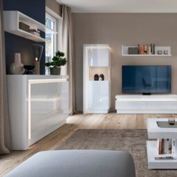 Furniture To Go Lyon 2 Door 3 Drawer Sideboard (Including Led Lighting) In White And High Gloss - thumbnail 4
