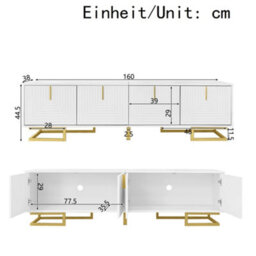 Matteo White Textured Door Tv Stand With Golden Handles & Legs - 160Cm Wide Media Unit - thumbnail 3