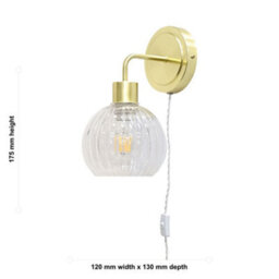 First Choice Lighting Toby - Satin Brass Plug In Wall Light Fitting Glass Not Included - thumbnail 6