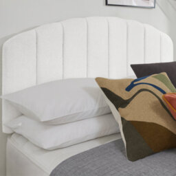 "Urban Textures Luxury 51"" High Celeste Boucle Upholstered Bed Headboard - White"
