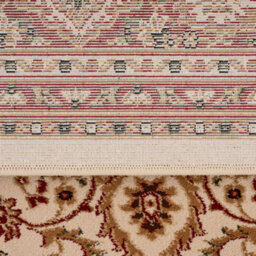 Loomed Red Cream Gold Classical Oriental Medallion Area Rug 80Cm X 150Cm - thumbnail 7