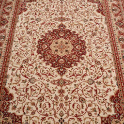 Loomed Red Cream Gold Classical Oriental Medallion Area Rug 80Cm X 150Cm - thumbnail 6