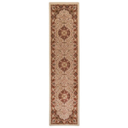 Loomed Red Cream Gold Classical Oriental Medallion Area Rug 80Cm X 150Cm - thumbnail 9