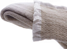 Just So Home Pure Wool Cellular Blanket Lightweight Luxury Satin All-Round Border (Cream, Single)