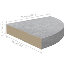 Vidaxl Wall Corner Shelves 4 Pcs Concrete Grey 35X35X3.8 Cm Mdf - thumbnail 8