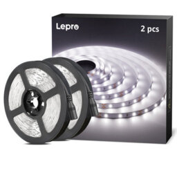 Lepro 12V Led Strip Light (No Power Plug), Cool White 6000K, 60 Leds/m, 5M 2300Lm, Pack Of 2 - thumbnail 1