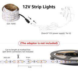Lepro 12V Led Strip Light (No Power Plug), Cool White 6000K, 60 Leds/m, 5M 2300Lm, Pack Of 2 - thumbnail 4