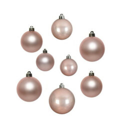 Decoris 30 Blush Pink Christmas Tree Baubles Shatterproof Hanging Decoration 4Cm 5Cm 6Cm - thumbnail 6