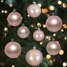 Decoris 30 Blush Pink Christmas Tree Baubles Shatterproof Hanging Decoration 4Cm 5Cm 6Cm - thumbnail 1