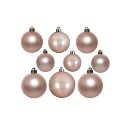Decoris 30 Blush Pink Christmas Tree Baubles Shatterproof Hanging Decoration 4Cm 5Cm 6Cm - thumbnail 3