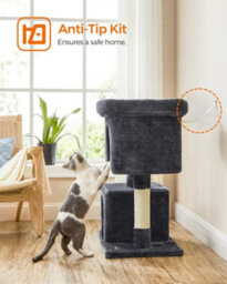 LEDREM Cat Tree, 84 Cm Cat Tower, L, Cat Condo For Large Cats Up To 7 Kg, Large Cat Perch, 2 Cat Caves, Scratching Post, Smoky Grey - thumbnail 1