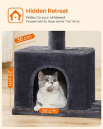 LEDREM Cat Tree, 84 Cm Cat Tower, L, Cat Condo For Large Cats Up To 7 Kg, Large Cat Perch, 2 Cat Caves, Scratching Post, Smoky Grey - thumbnail 8