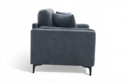 Compact Modern Denim Blue 2 Seater Sofa For Living Room Marghera - Plush Chenille - Room Delivery - thumbnail 4
