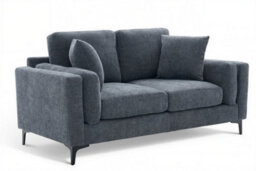 Compact Modern Denim Blue 2 Seater Sofa For Living Room Marghera - Plush Chenille - Room Delivery - thumbnail 3