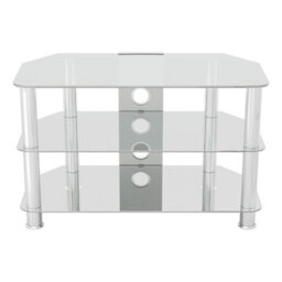 "Avf Classic 80Cm Glass Corner Tv Stand With Cable Management For Tvs Up To 43"" - Clear & Chrome" - thumbnail 2