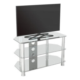 "Avf Classic 80Cm Glass Corner Tv Stand With Cable Management For Tvs Up To 43"" - Clear & Chrome" - thumbnail 4