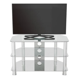 "Avf Classic 80Cm Glass Corner Tv Stand With Cable Management For Tvs Up To 43"" - Clear & Chrome" - thumbnail 5