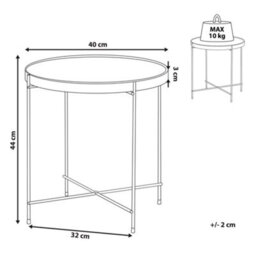 Beliani Round Side Table 40Cm Black Tempered Glass With Silver Legs - thumbnail 3