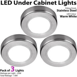 Brushed Nickel Round Led Under Cabinet Lighting Kit - Warm White 3-Pack With Driver - thumbnail 3