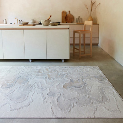Beige Natural Abstract 8mm Thick Anti-Shed Rug For Bedroom, Dining Room, Stain-Resistant Modern Area Rug-200Cm X 300Cm