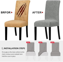 6 Pack Dining Room Chair Covers - Covers For Kitchen Chairs And Parsons Chairs (Dark Grey) - thumbnail 5