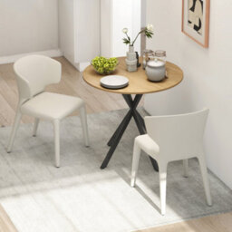 Wyld Haus Mihafi 80Cm Round Industrial Dining Table, Oak-Effect Top And Black Cross-Leg Frame - thumbnail 8