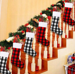 Amorly 2Pcs Black Red Buffalo Plaid Christmas Stockings, Hanging Xmas Stockings For Christmas Tree Fireplace Holiday Party Decor - thumbnail 3