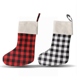 Amorly 2Pcs Black Red Buffalo Plaid Christmas Stockings, Hanging Xmas Stockings For Christmas Tree Fireplace Holiday Party Decor - thumbnail 1