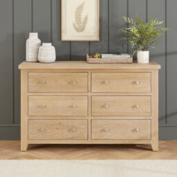 The Furniture Market Cheshire Whitewash Oak Large Wide 6 Drawer Chest - thumbnail 3
