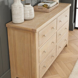 The Furniture Market Cheshire Whitewash Oak Large Wide 6 Drawer Chest - thumbnail 5