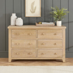 The Furniture Market Cheshire Whitewash Oak Large Wide 6 Drawer Chest - thumbnail 4