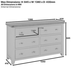 The Furniture Market Cheshire Whitewash Oak Large Wide 6 Drawer Chest - thumbnail 9