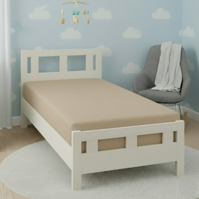 Flannelette Cot Bed Fitted Sheet Soft Brushed Cotton Bedding Comfort Beige - image 1