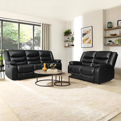 Furniture in Fashion Sorreno 3+2 Bonded Leather Recliner Sofa Set In Black - image 1