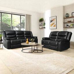 Furniture in Fashion Sorreno 3+2 Bonded Leather Recliner Sofa Set In Black - thumbnail 1