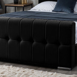 UKBEDFURNITURE Orlando Black Plush Valvet Upholstered Bed Frame Only- Blackboard - 48 Inch Headboard - thumbnail 3