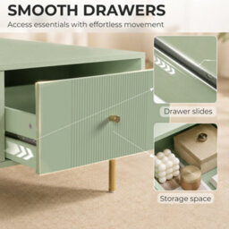 Homcom Coffee Table With 2 Drawers And Legs For Living Room, Light Green - thumbnail 5