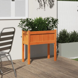Berkfield Rustic Garden Planter With Legs Wax Brown 70X31X70 Cm Solid Wood Pine - thumbnail 3
